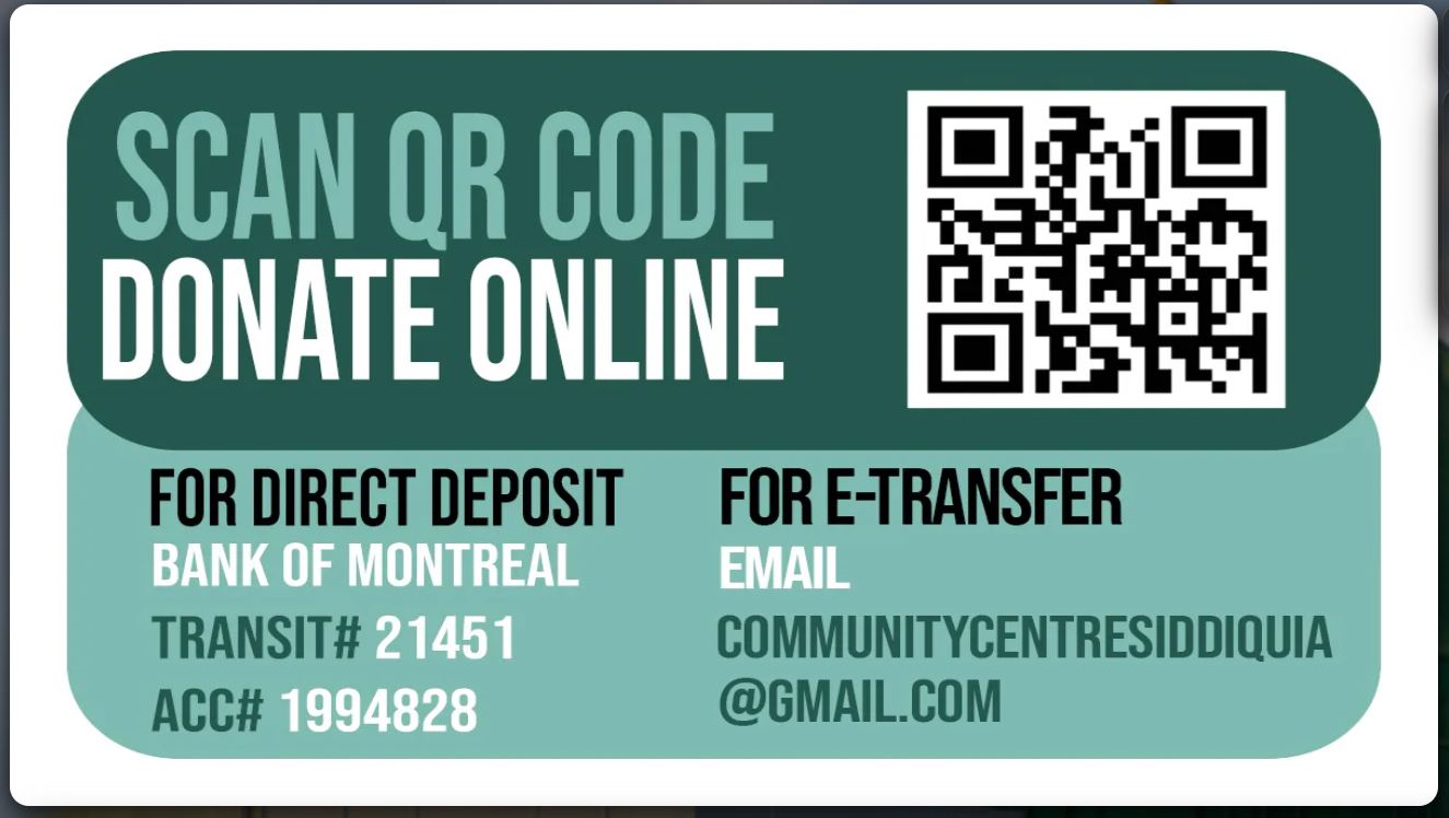 Donation information: scan QR code to donate online, or use direct deposit / e-transfer details